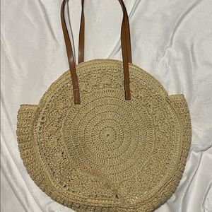 H&M Crocheted Tote with Faux Leather Handles